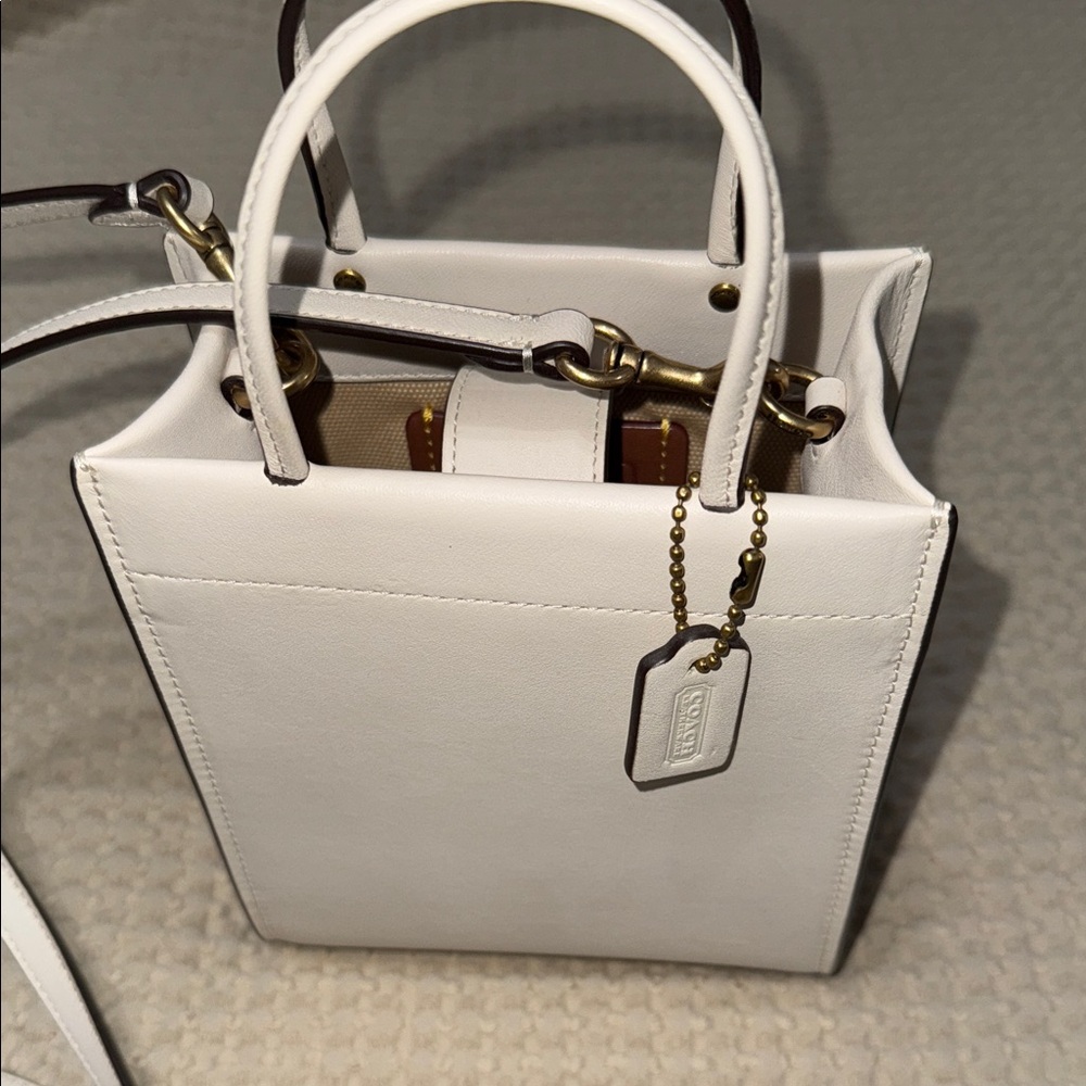 Coach White Mini Bag with Gold Details